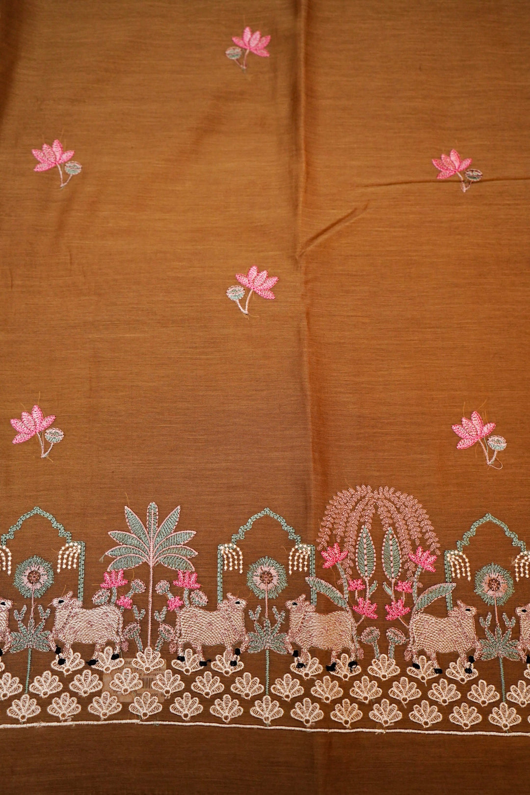 Mustard Pure Chanderi Silk Pichwai Suit Set