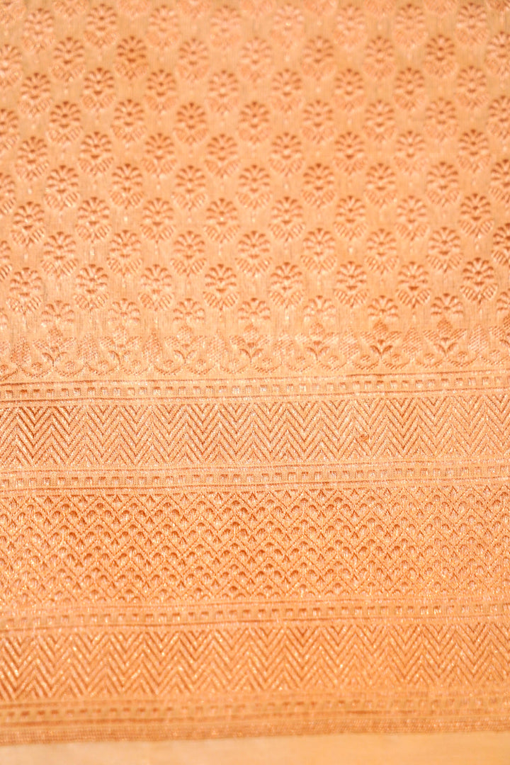 Cream Handloom Pure Katan Tissue Saree with Meenakari Leheriya Weave