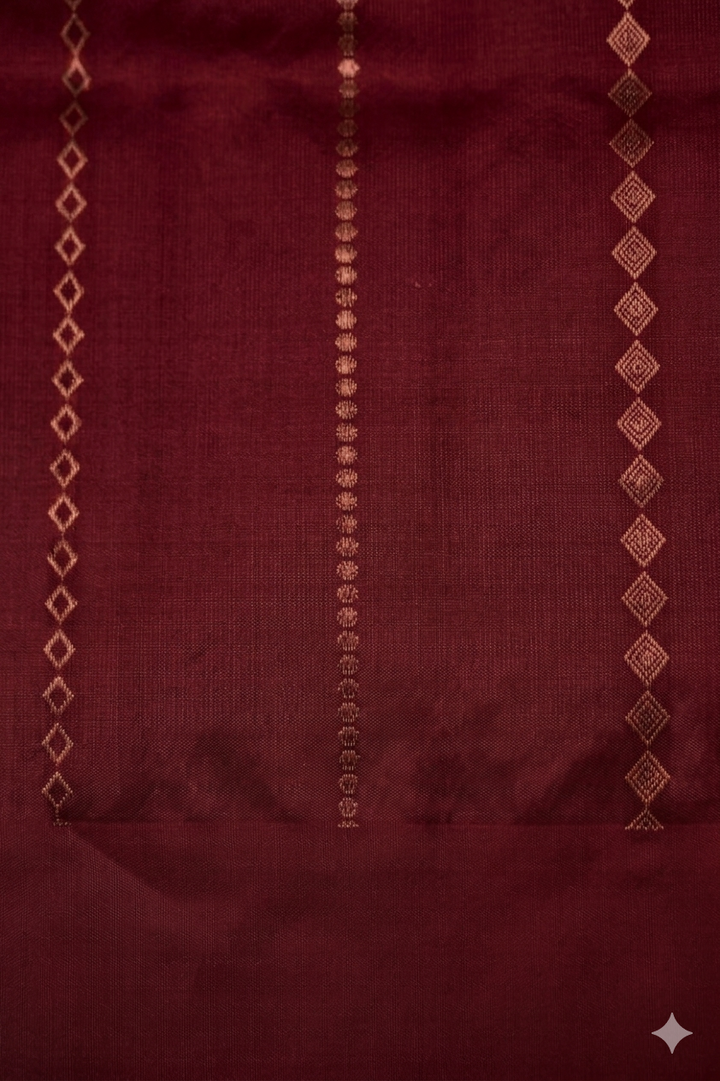 Royal Maroon Handwoven Banarasi Pure Puna Silk Saree with Zari Elephant Motifs