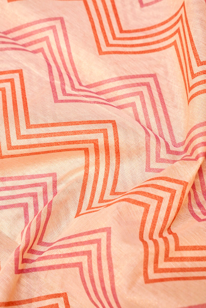 Rose Gold Pure Chanderi Tissue Silk Suit with Resham & Zardozi Embroidery