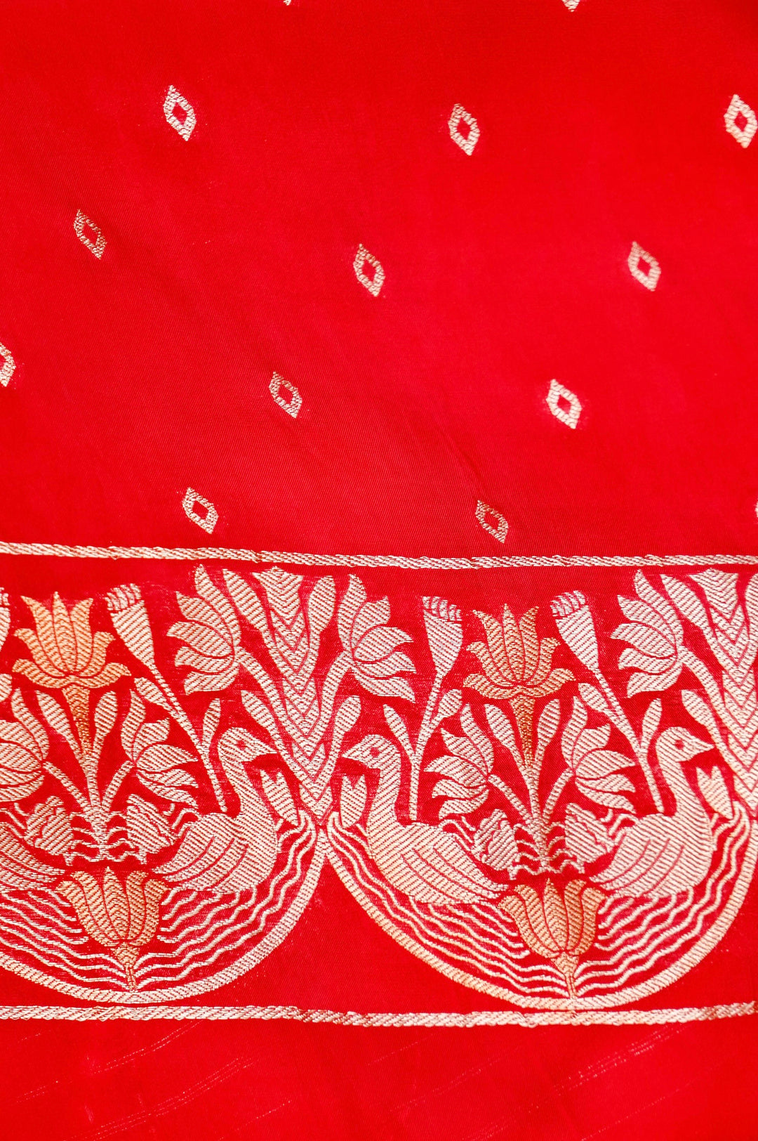 Regal Red Wedding Wear Sonaroopa Muslin Organza Bridal Saree