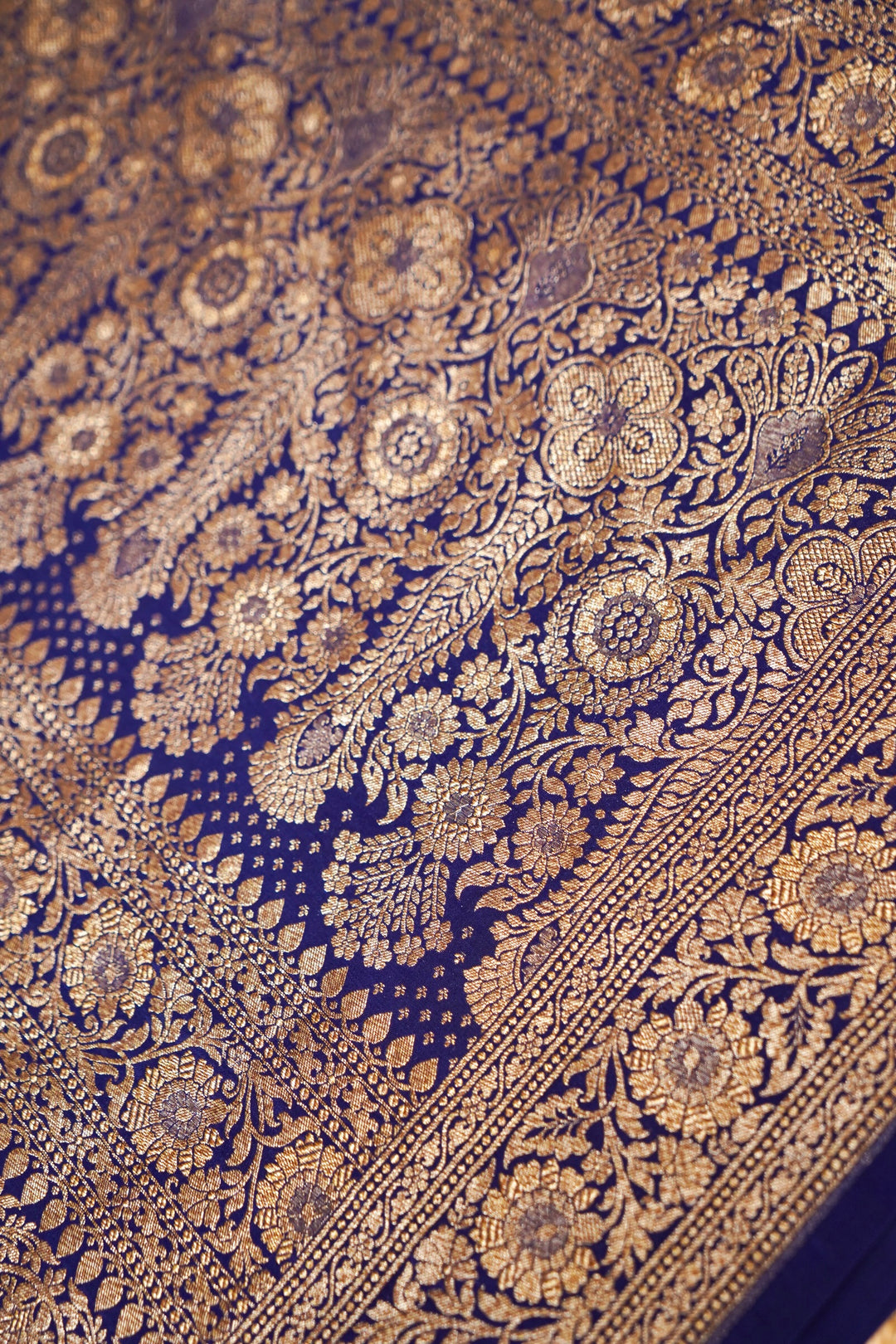 Regal Royal Blue Handloom Pure Khaddi Crepe Silk Saree