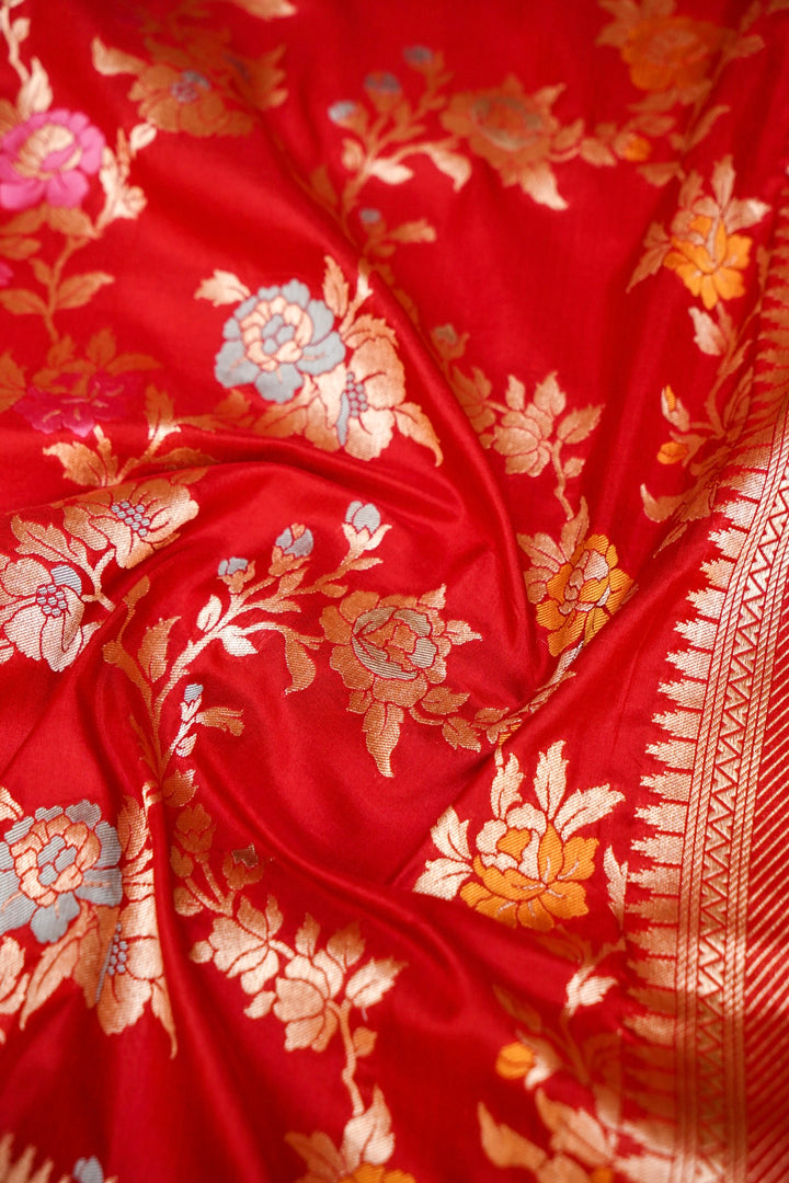 Handloom Pure Katan Silk Meenakari Jangla Saree