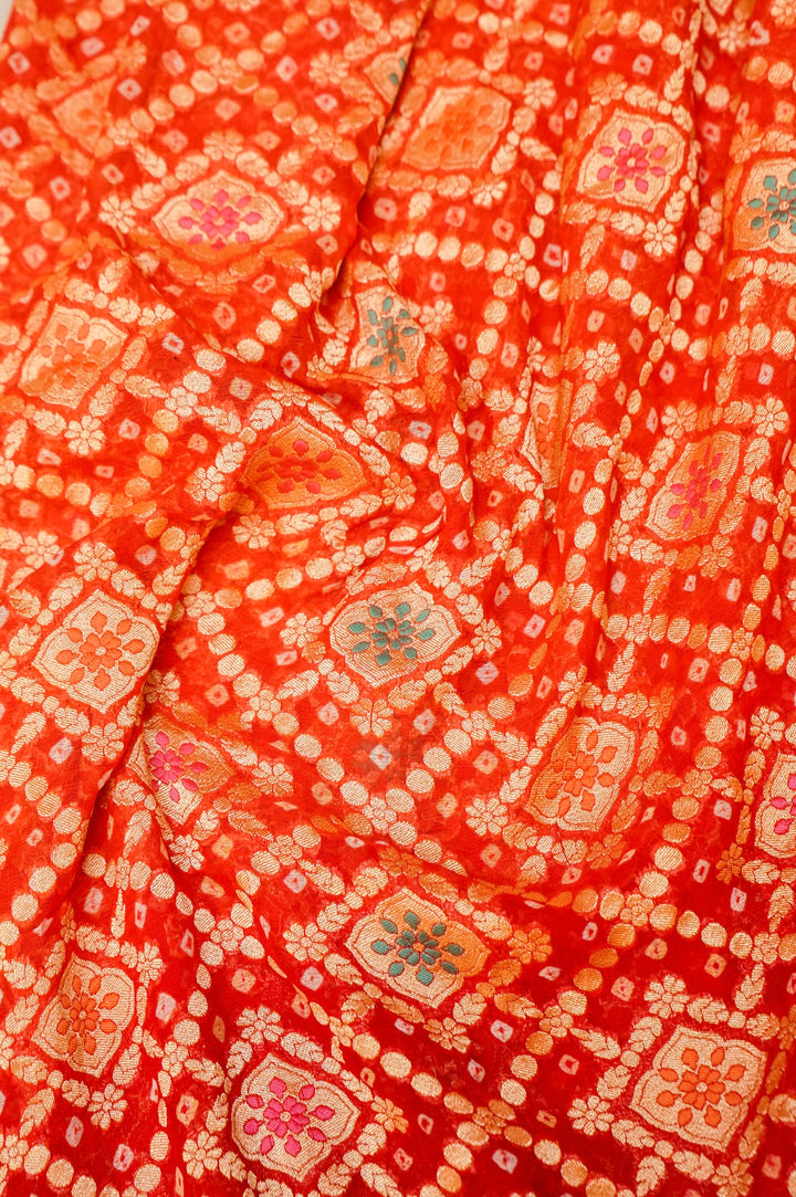 Victoria German Silver Coins Embellishment Handwoven Meenakari Pure Khaddi Bandhani Saree View 6