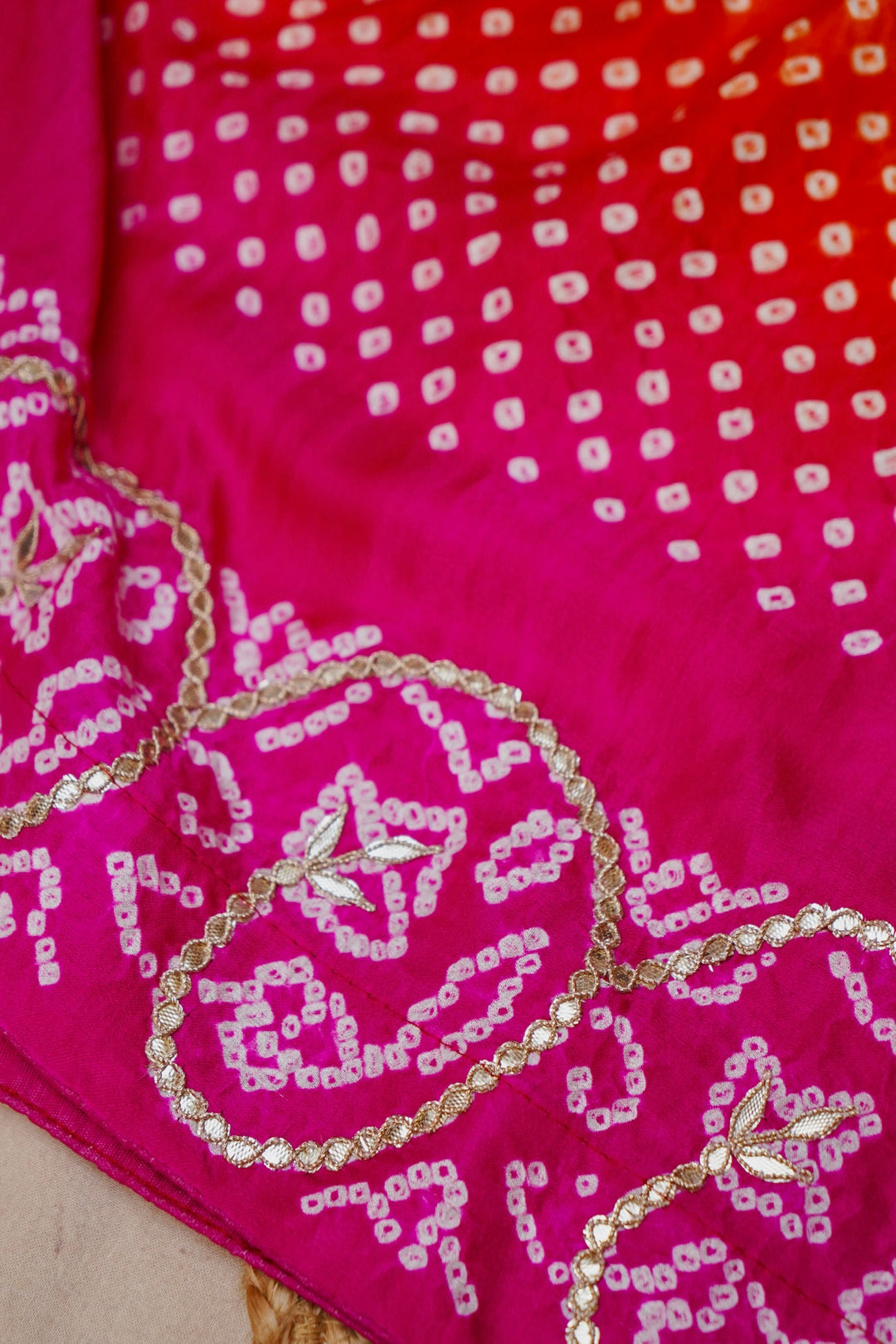 Rangrez Gulnaar Pure Gajji Bandhej Dupatta with Gota Patti View 6