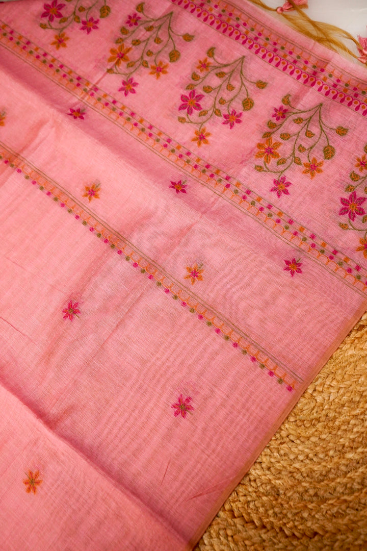 Blush Pink Floral Embroidered Unstitched Suit Set