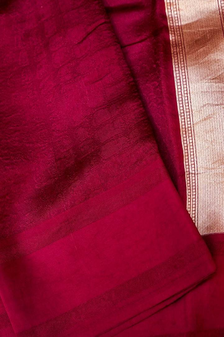Title: Regal Wine Heritage Pure Handloom Silk Saree with Animal Weaving