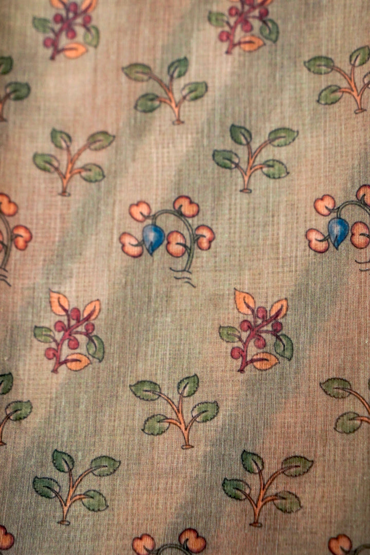 Royal Kota Saree with Aari Tari Multi Color Leheriya Design Artistic Kalamkari Pallu Blouse