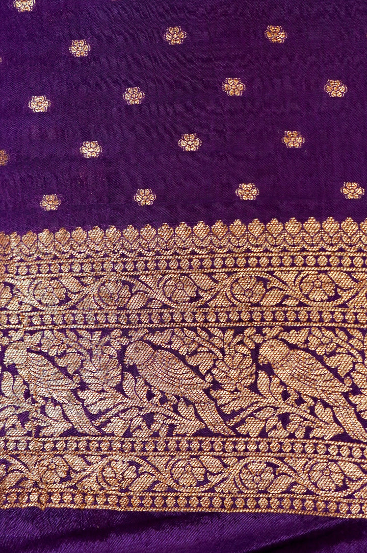 Antique Zari Weave Purple Pure Chinon Georgette Pichwai Saree