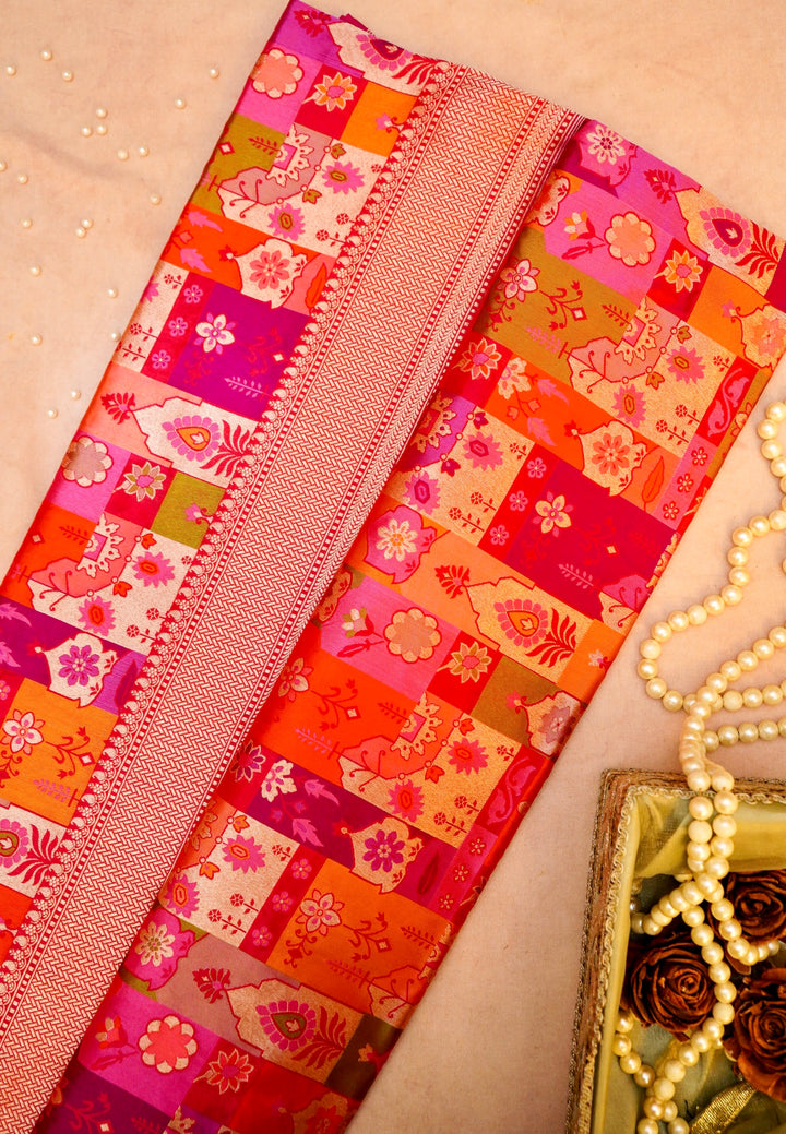 Navrang Tara – Handwoven Rangkat Banarasi Pure Katan Silk Saree