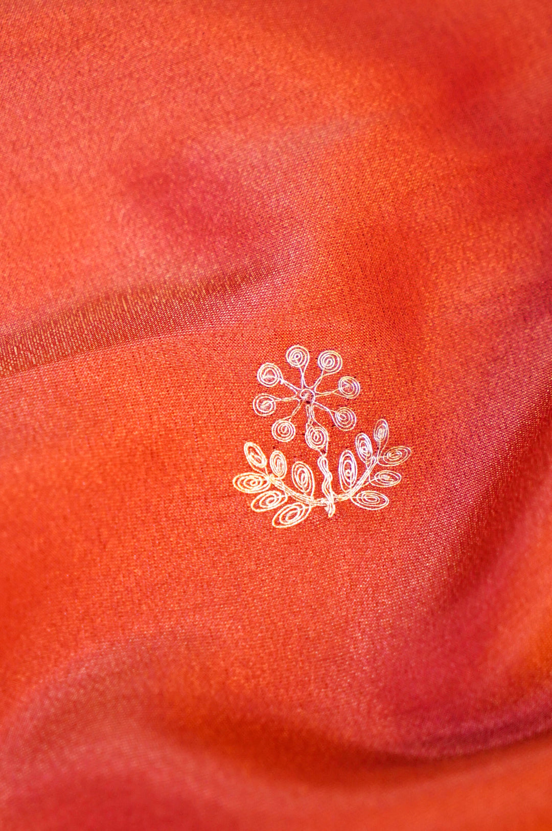 Orange Crepe Tissue Silk Suit Set with Pitta Zari and Embroidery Work
