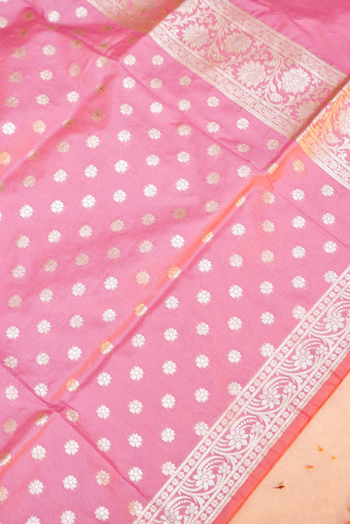 Baby Pink Banarasi Silk Jaal Suit with Banarasi Booti Dupatta