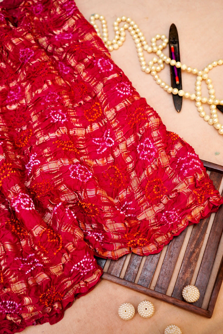 Pure Pink Gajji Silk Gharchola Saree – Timeless Gujarati Bridal Weave