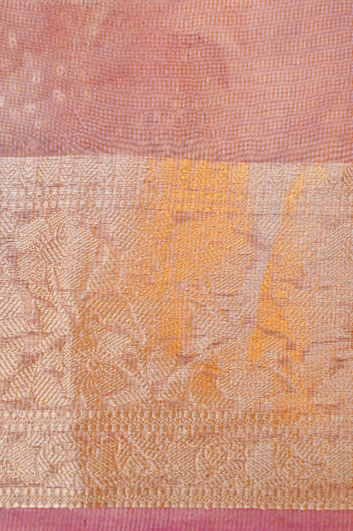 Eternal Grace Copper Gold Tissue Silk Saree with Peacock Motifs