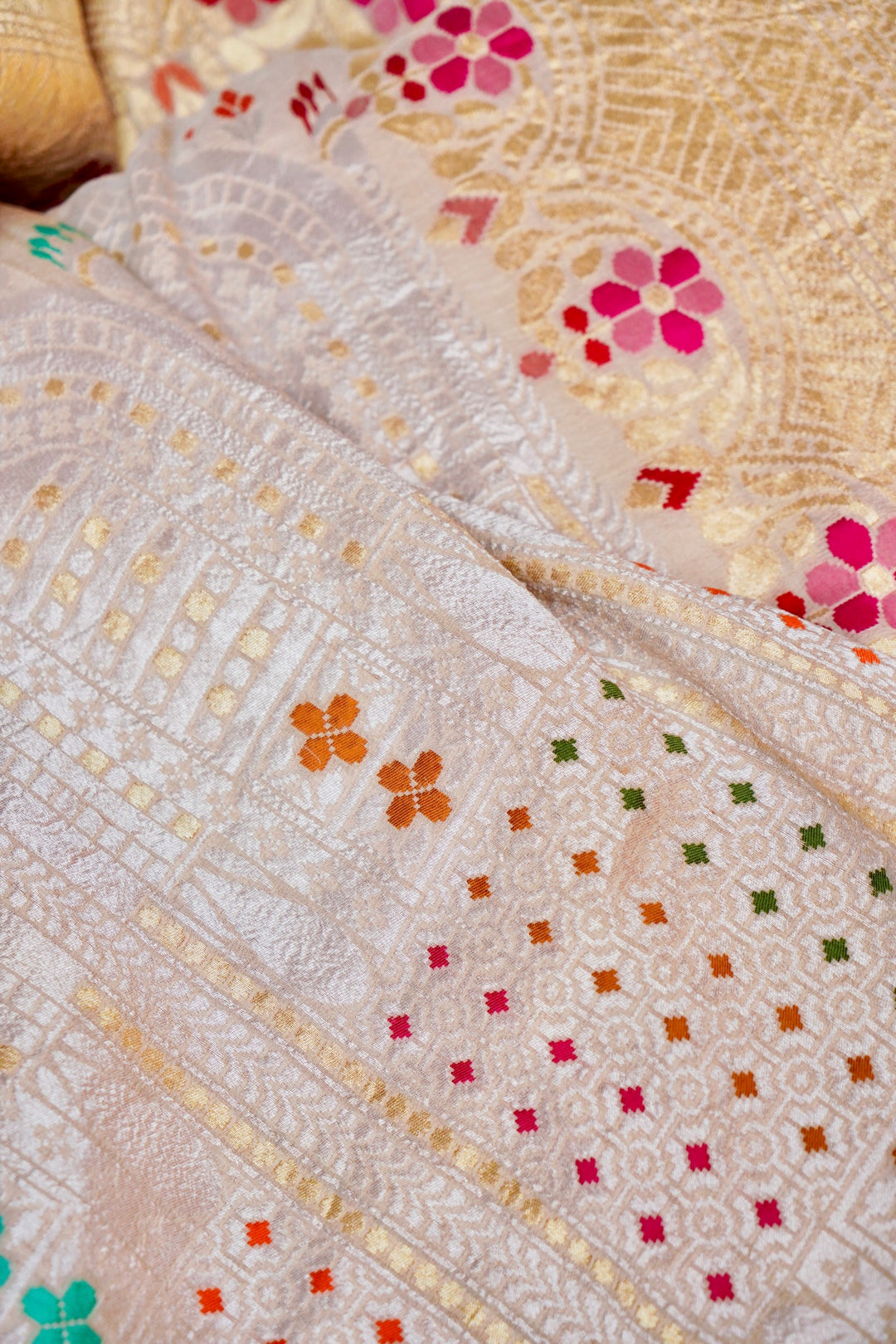 Handwoven Banarasi Pure Tussar Georgette Saree a Unique Artistic Design