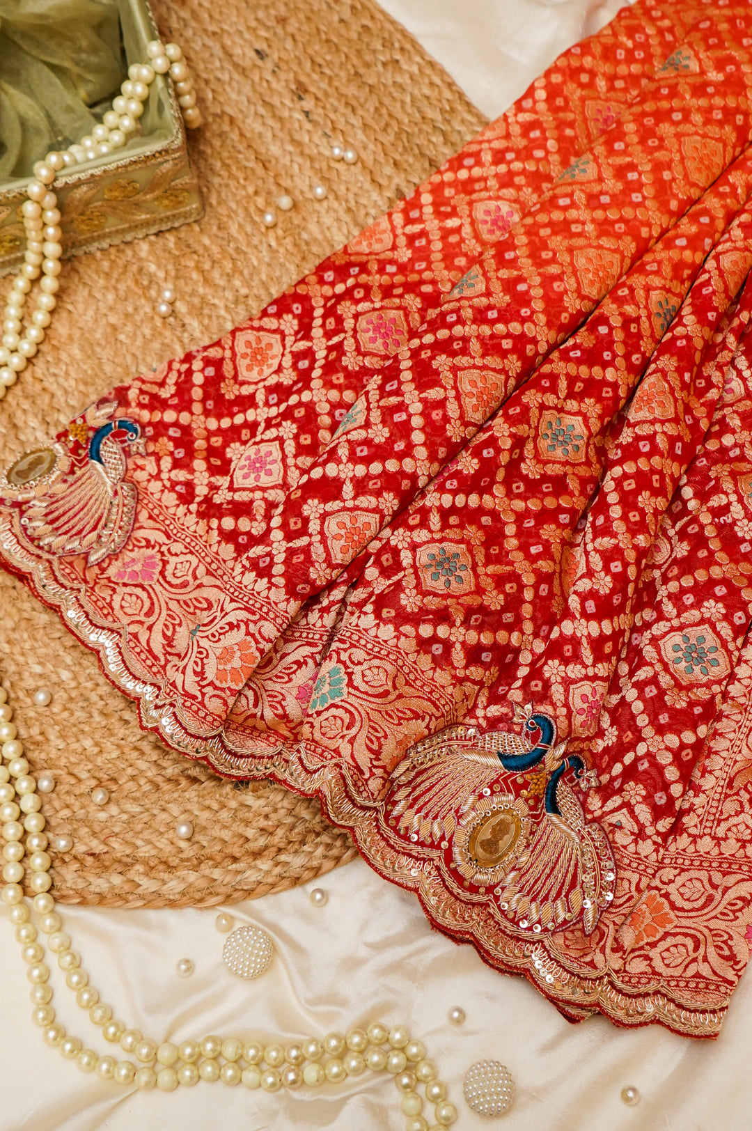 Victoria German Silver Coins Embellishment Handwoven Meenakari Pure Khaddi Bandhani Saree View 1