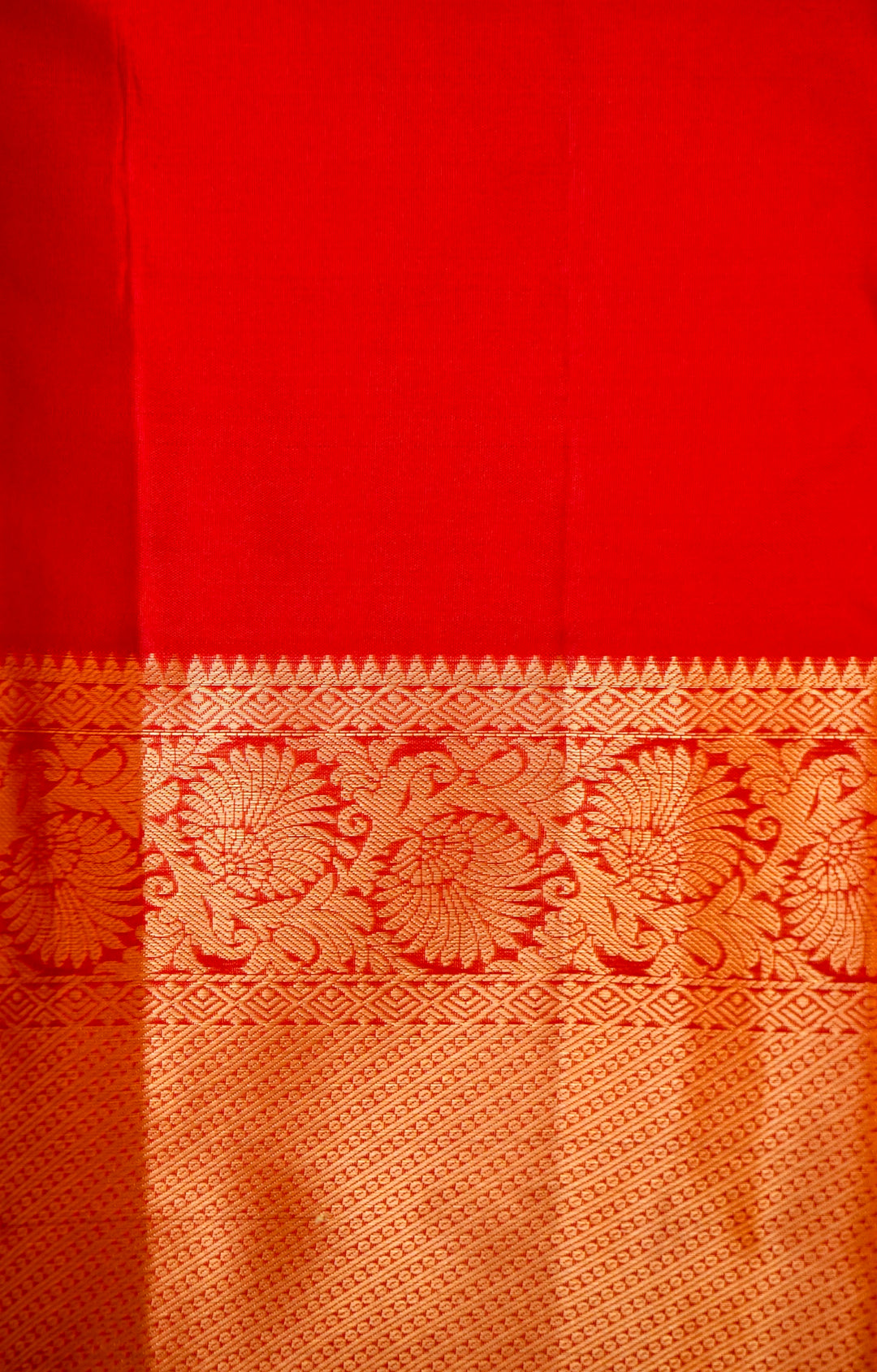 Ruby Red Kanjivaram Silk Saree with Heirloom Zari Brocade Weave View 6