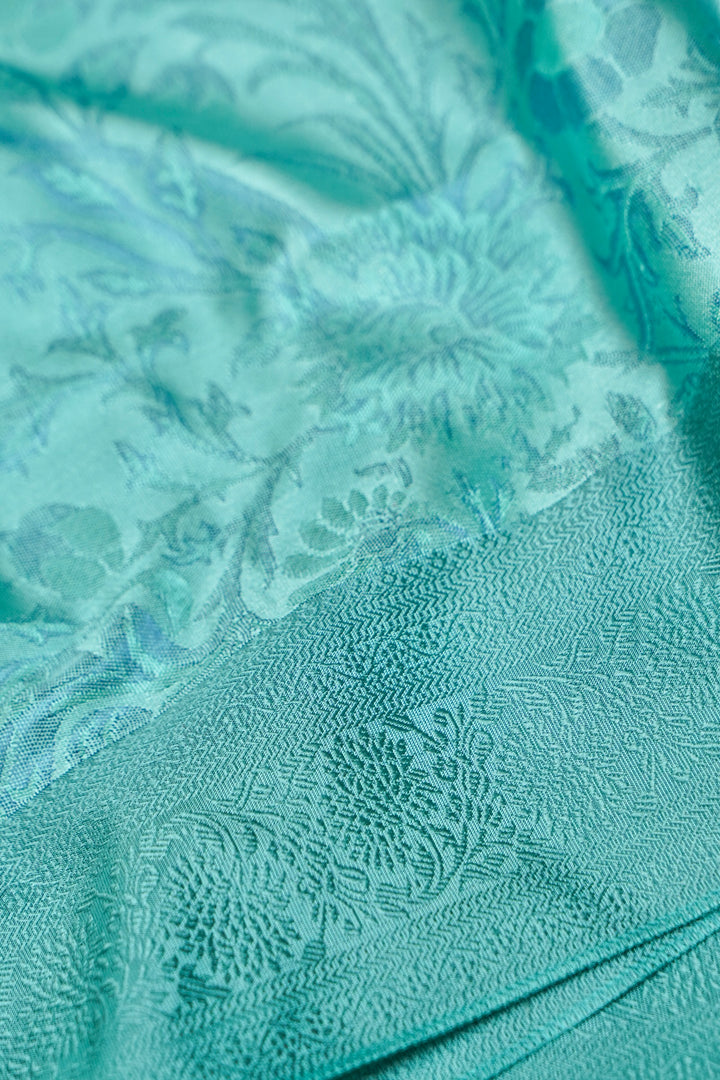 Sea Green Handwoven Pure Banarasi Tanchoi Silk Saree