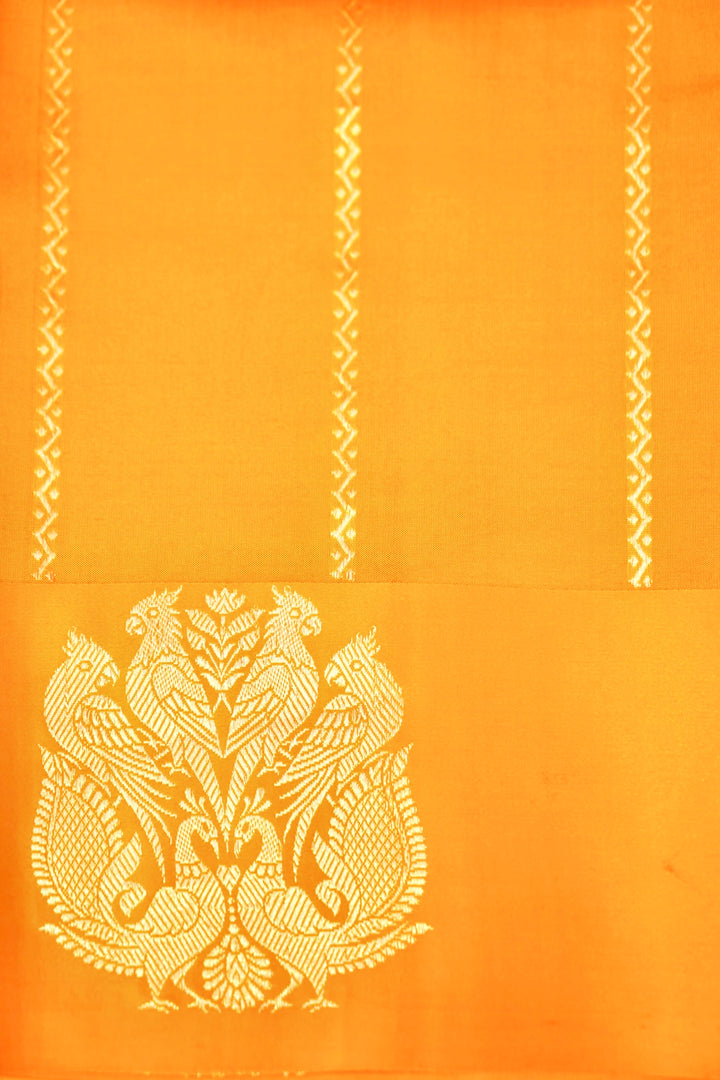 Handwoven Banarasi Yellow Pure Katan Silk Birds Motif Saree