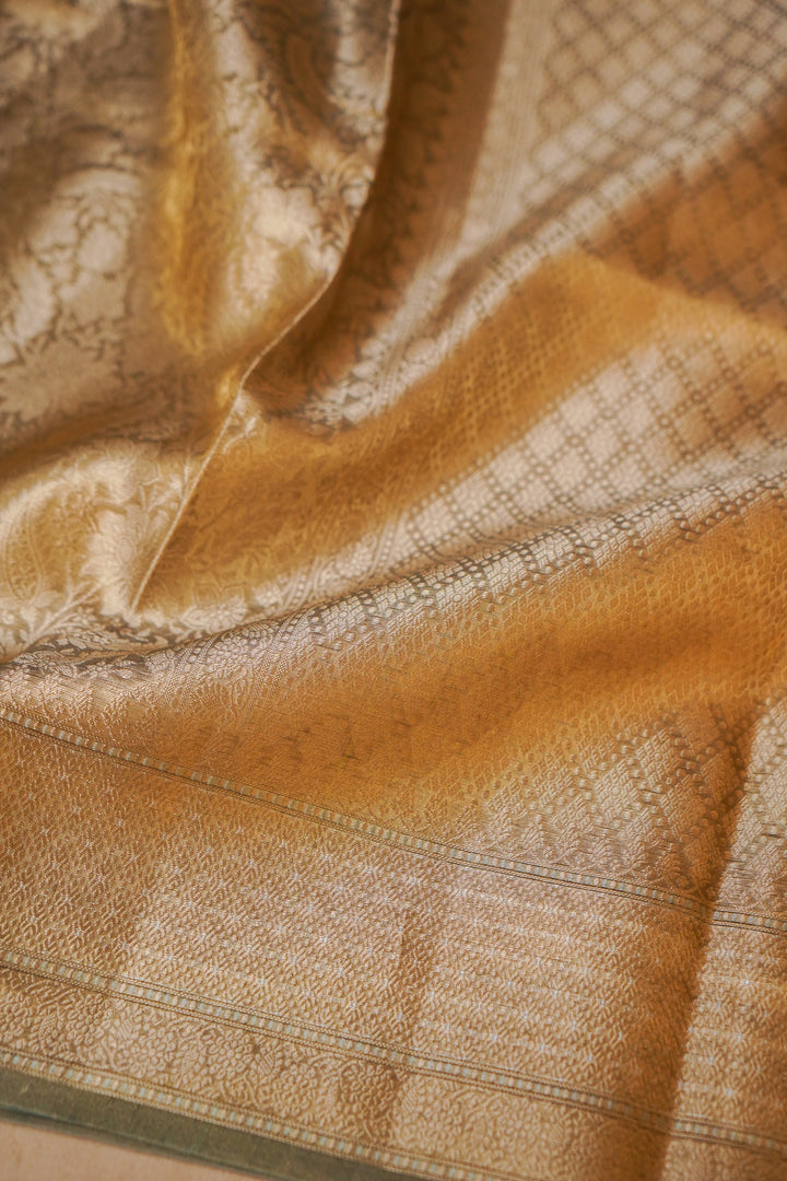 Sage Majesty Pure Brocade Katan Silk Banarasi Saree View 5