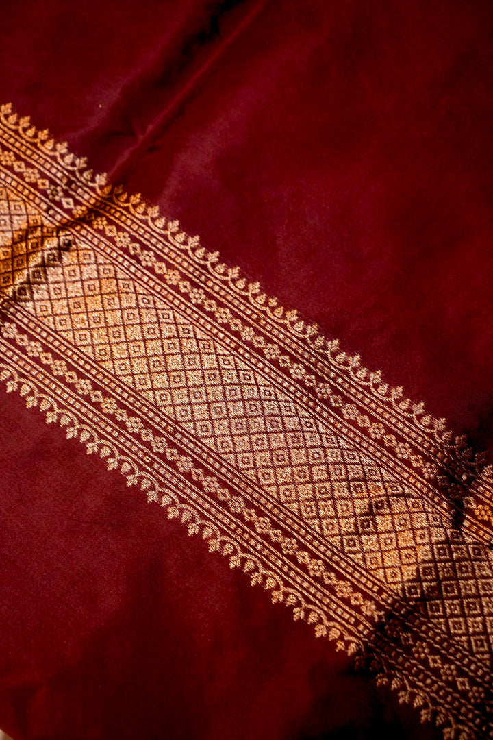 Pure Katan Silk Co-Ord Set Fabric – Royal Floral Medallion Buta | Handwoven Gold Zari Weave