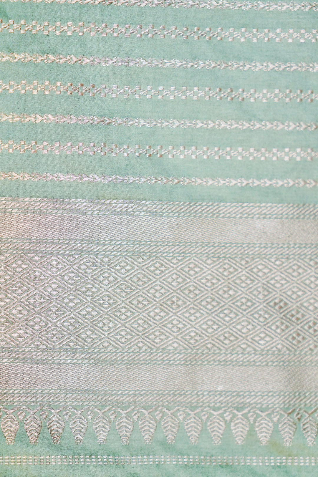 Banarasi Powder Blue Mashru Silk Saree with Bird Motif Border