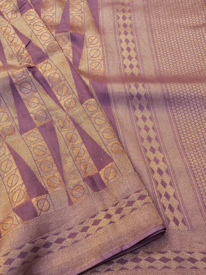 Banarasi Mauve Crepe Silk Saree with Zari Woven Design