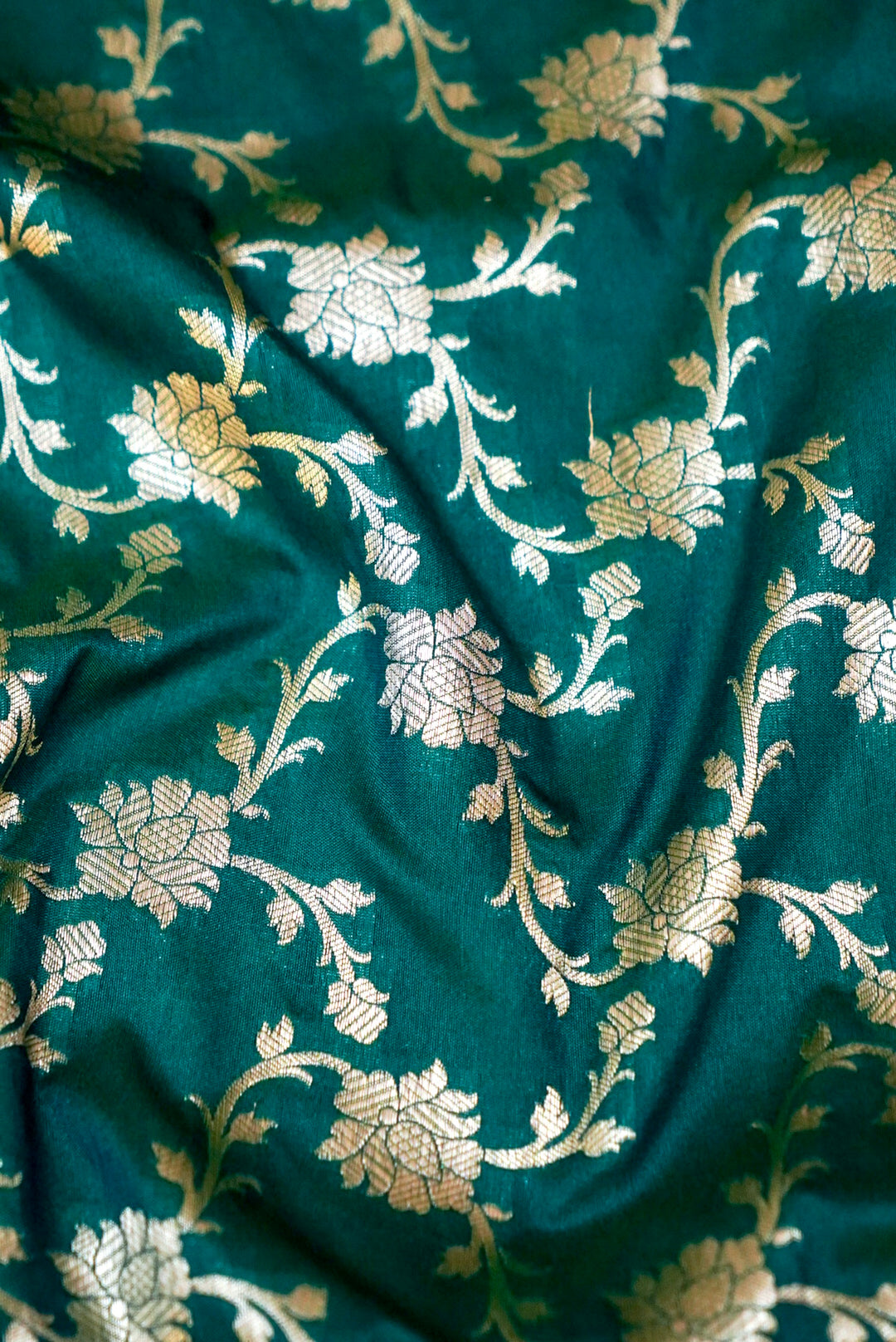 Rama Green Banarasi Katan Silk Suit with Bootidar Top and Jaal Dupatta