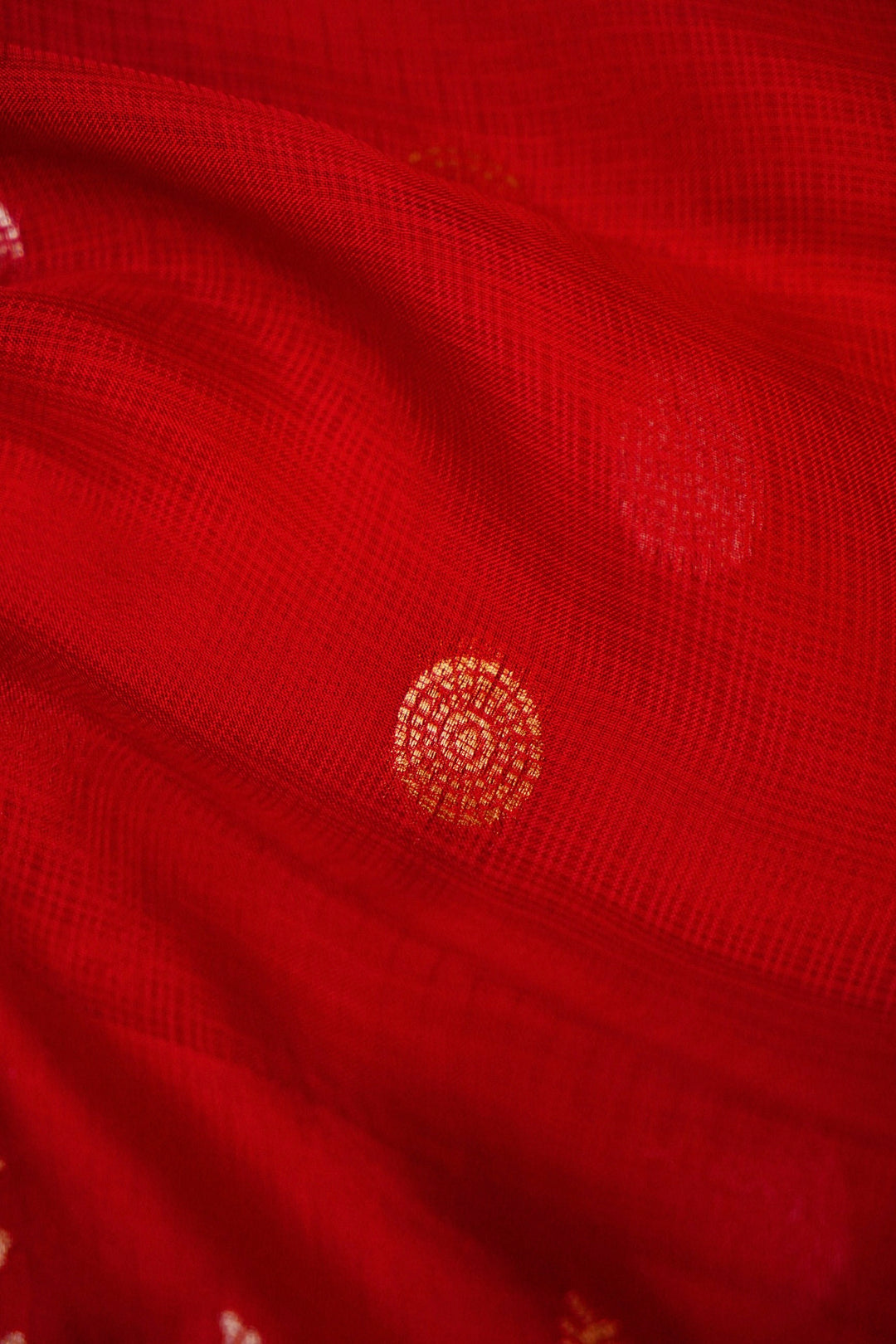 Red Bridal Kota Check Saree with Figure Motif Silk Border