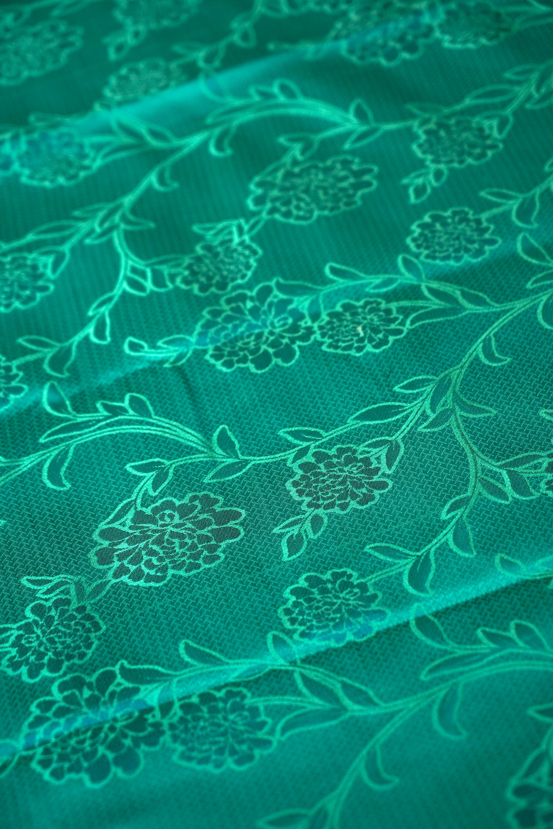 Rama Green Handwoven Pure Banarasi Tanchoi Silk Saree