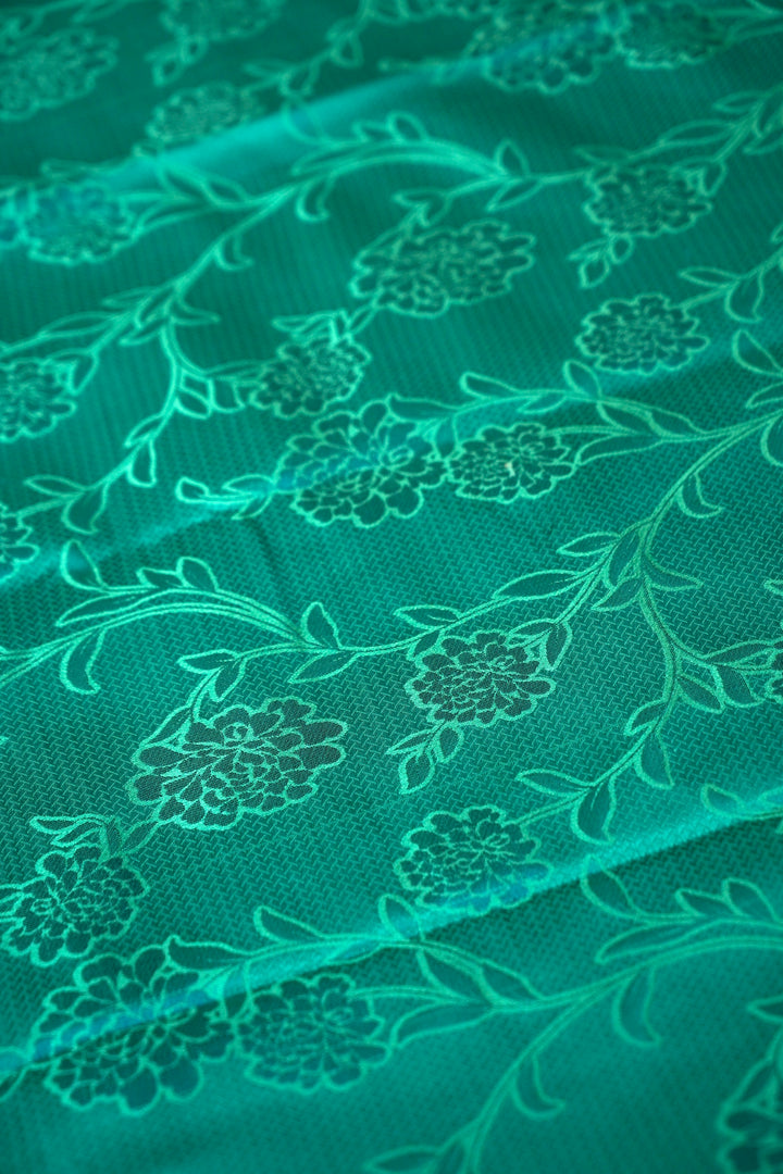 Rama Green Handwoven Pure Banarasi Tanchoi Silk Saree