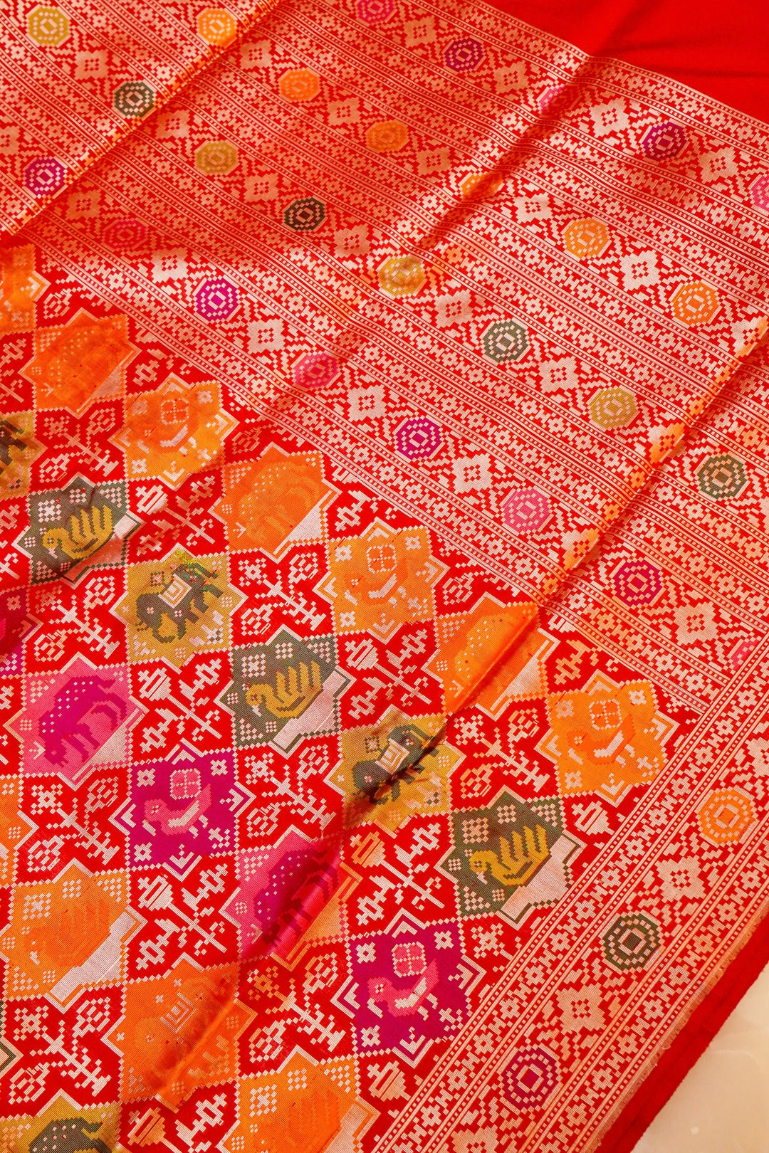 A Regal Red Banarasi Patola – Handwoven in Pure Katan Silk for the Modern Bride