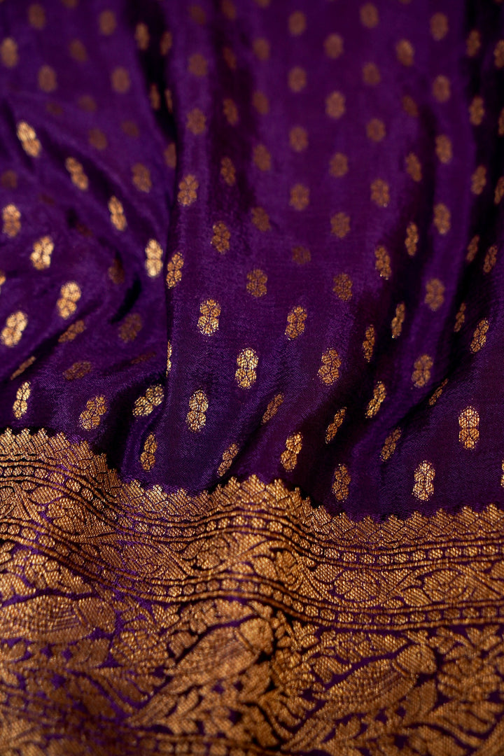 Antique Zari Weave Purple Pure Chinon Georgette Pichwai Saree