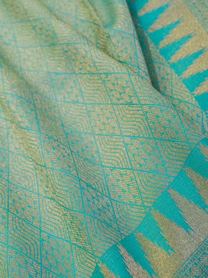 Banarasi Light Green Crepe Silk Saree with Zari Woven Design
