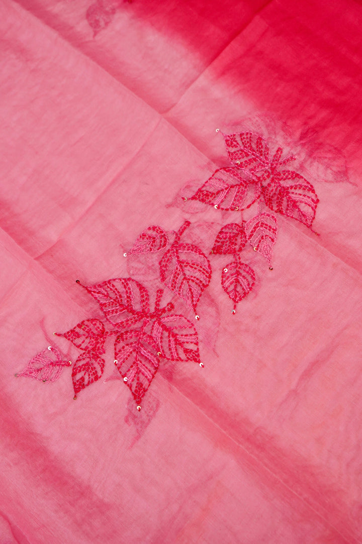 Dual Shaded Pure Mul Chanderi Unstitched Suit with French Knot Embroidery