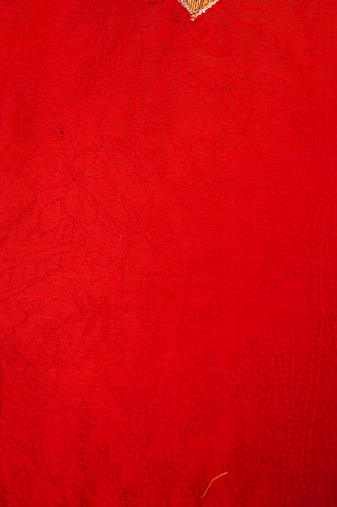 Pure Red Chanderi Silk Suit Set with Zardozi Neckline & Pichwai Embroidered Dupatta