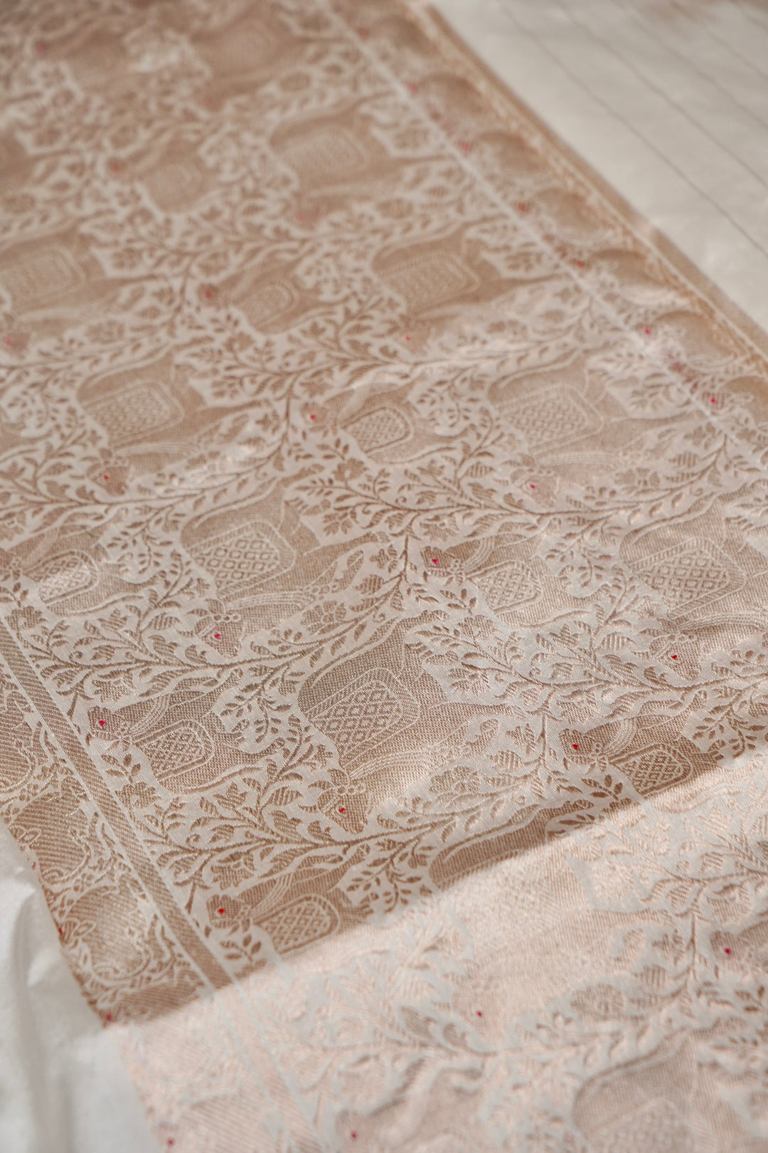 Handwoven Banarasi Pure Puna Silk Saree with Zari Woven Nandi Motifs