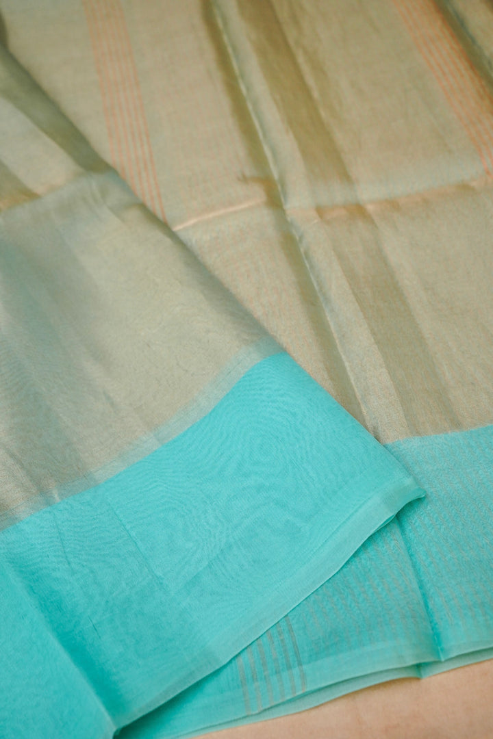 Aqua Serenity Pure Handloom Tissue Silk Saree View 3