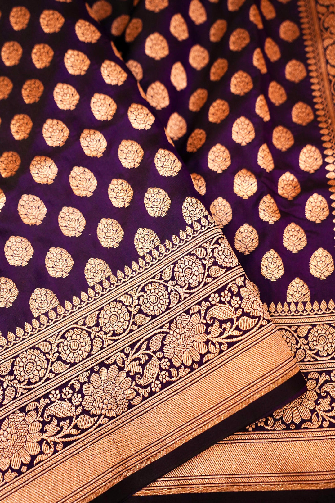 Handwoven Purple Bridal Banarasi Pure Katan Satan Silk Saree