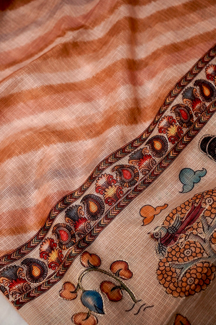 Heritage Elegance Kota Saree with Aari Tari Leheriya Weave Kalamkari Art Pallu View 1