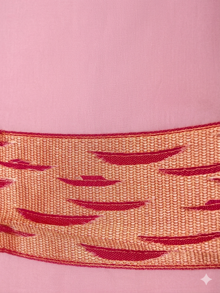Baby Pink Banarasi Ghat Design Mashru Silk Saree