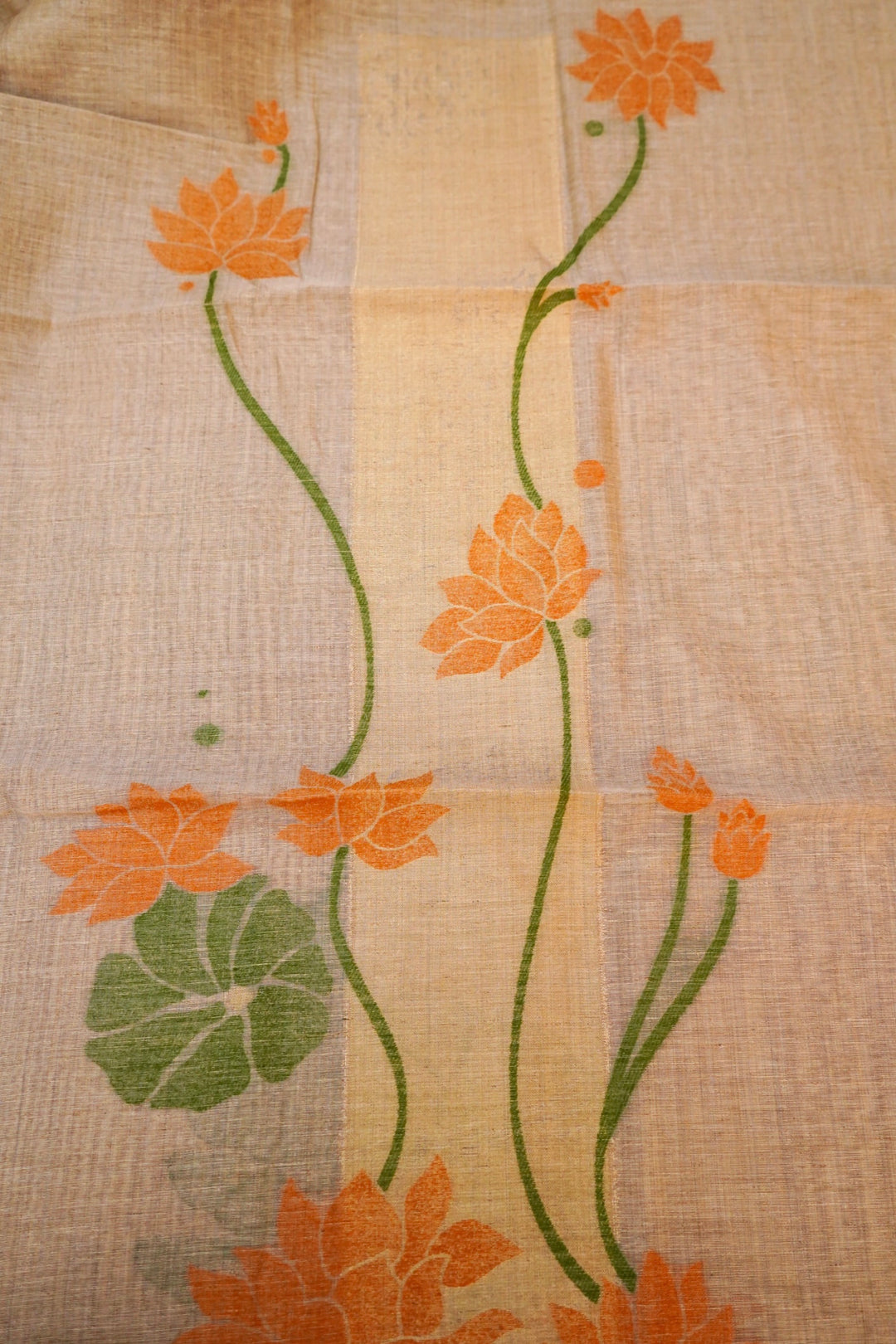 Cotton Silk Suit in Beige Gold with Delicate Thread Work