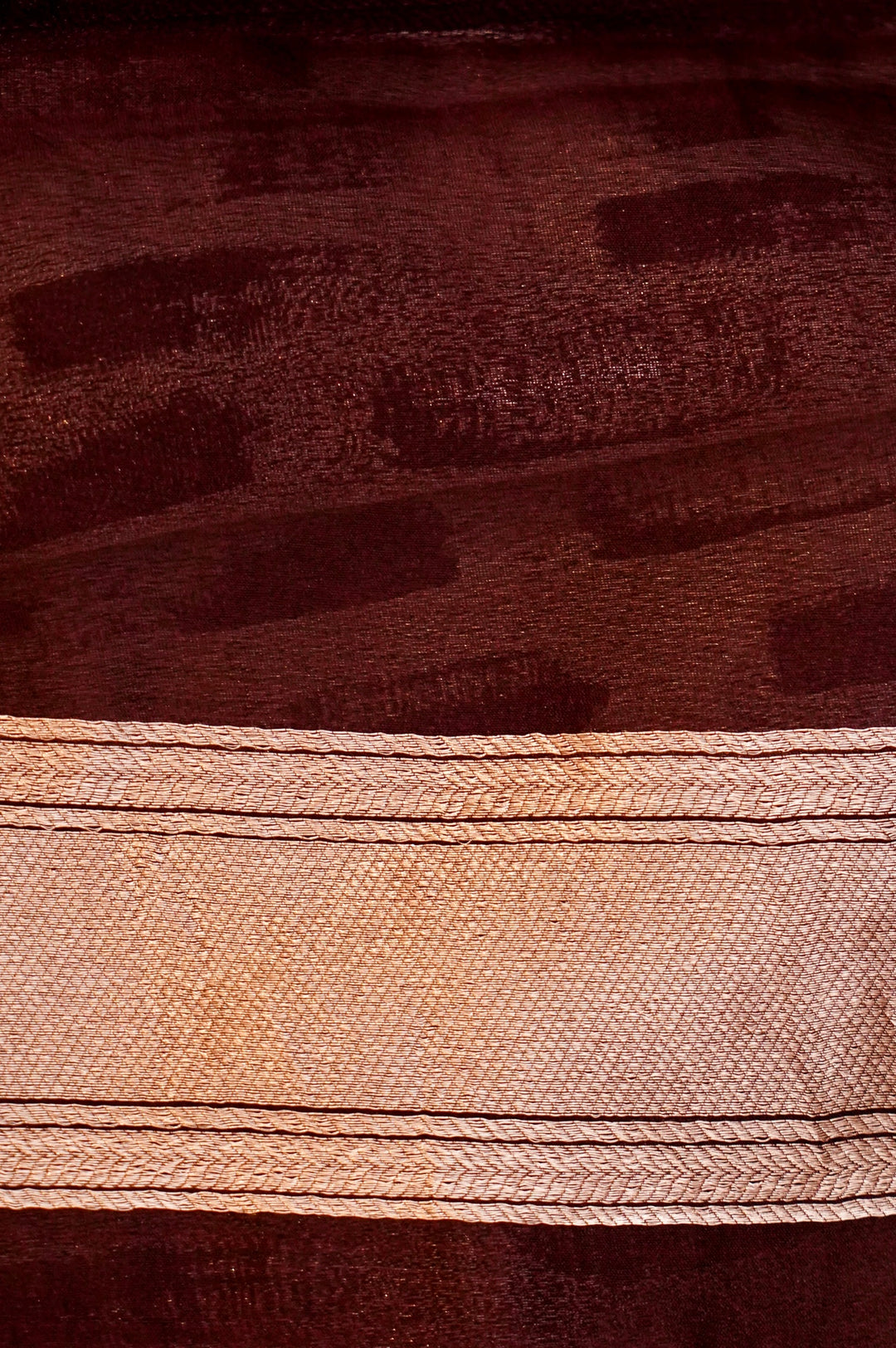 Bronzed Opulence – Dark Brown Banarasi Silk Organza Brocade Saree