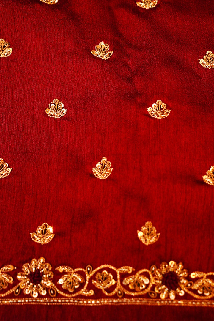 Regal Dark Magenta Handloom Tussar Silk Hand Zardozi Embroidery Saree