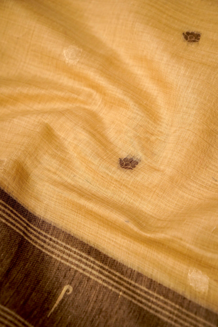 Elegant Beige Cotton Silk Saree with Zari Bootidar Weave Jamdani Inspired Pallu View 4