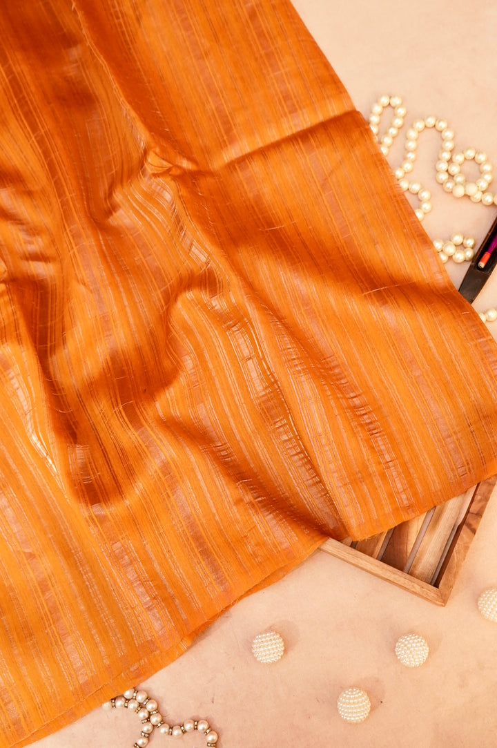 Yellow Pure Banarasi Silk Saree with Stripes & Shibori Weaving Haldi Ceremony