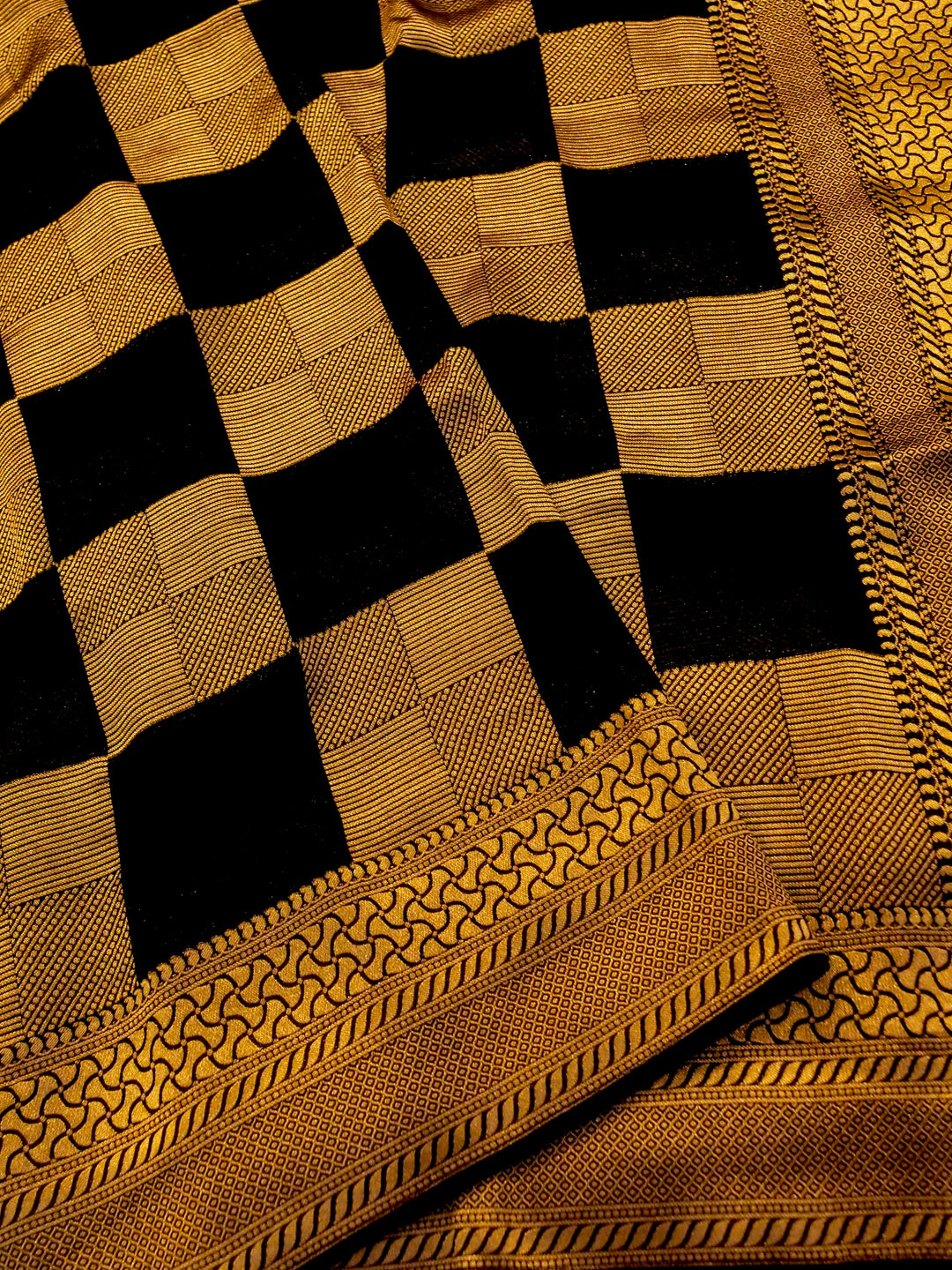 Luxury Navy Blue Banarasi Khaddi Georgette Saree with Exquisite Zari Weave Checks