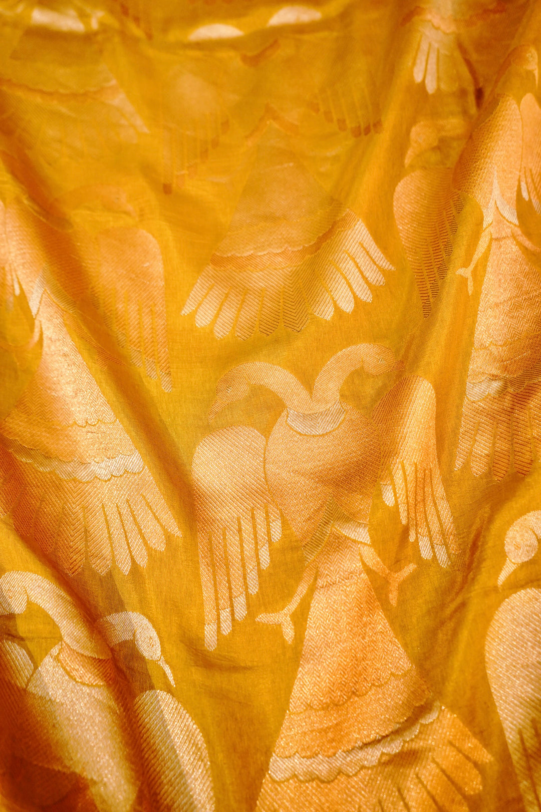 Radiant Mustard Yellow Haldi Nita Ambani Inspired Munga Crepe Saree