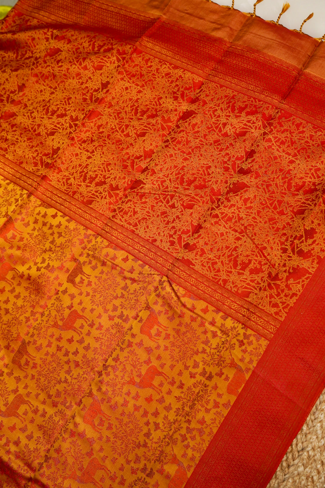 Haldi Special Mustard Yellow Handwoven Banarasi Pure Tanchoi Silk Saree