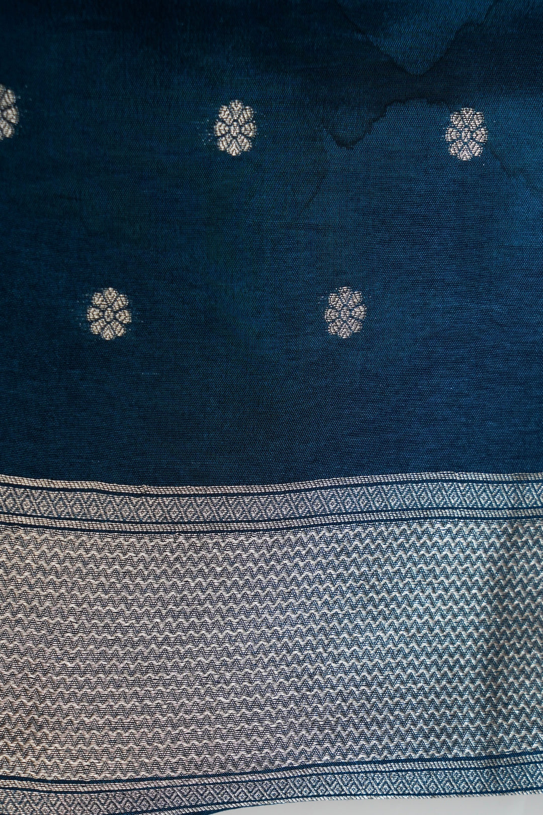 Teal Blue Pure Banarasi Crepe Tissue Saree with Contemporary Design